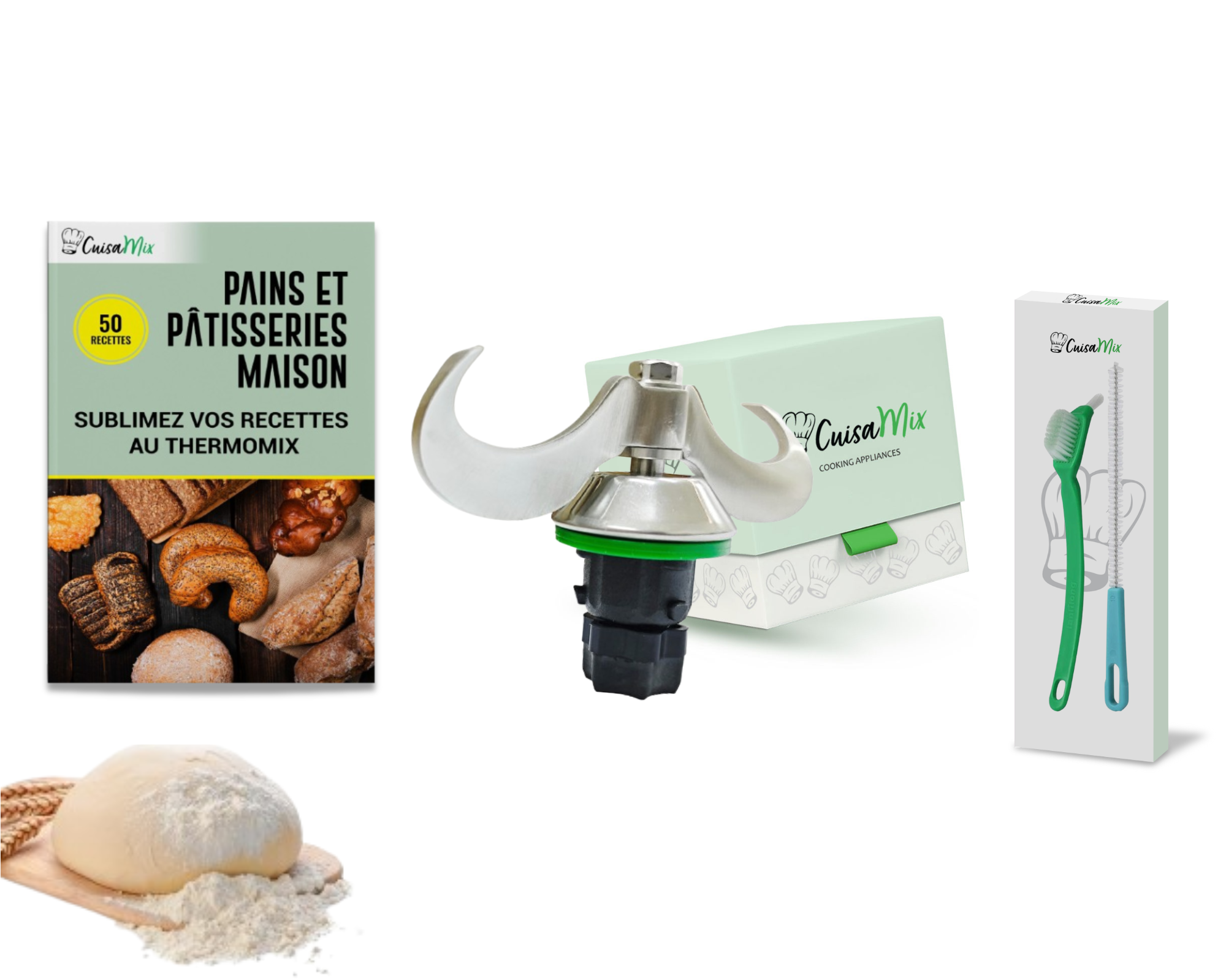 Dough Knife Attachment for Food Processors | Stainless Steel Blade | Easy-Clean with Brushes