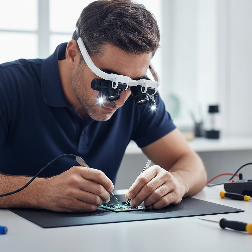 Dual-Eye Magnifying Glasses | Adjustable LED Lamps & Rotating Lenses | Up to 23x Magnification