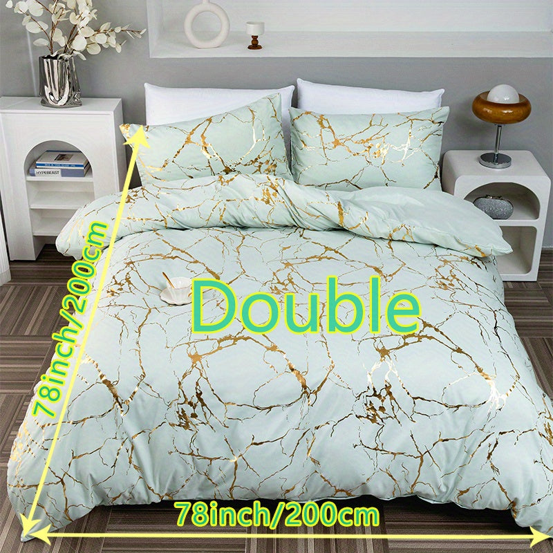 Duvet Cover Set | Gathered Marble Pattern | Includes Pillowcases | Durable, Fade-Resistant Design