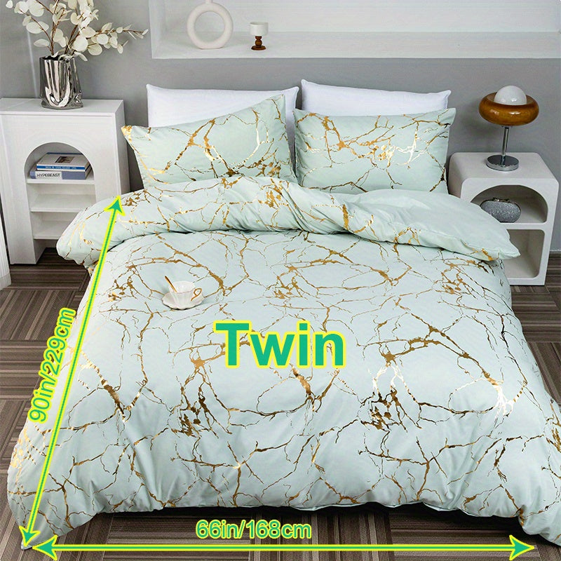 Duvet Cover Set | Gathered Marble Pattern | Includes Pillowcases | Durable, Fade-Resistant Design