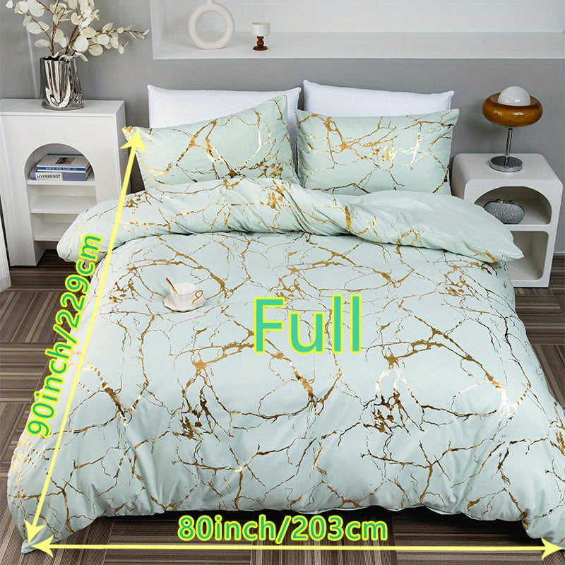 Duvet Cover Set | Gathered Marble Pattern | Includes Pillowcases | Durable, Fade-Resistant Design