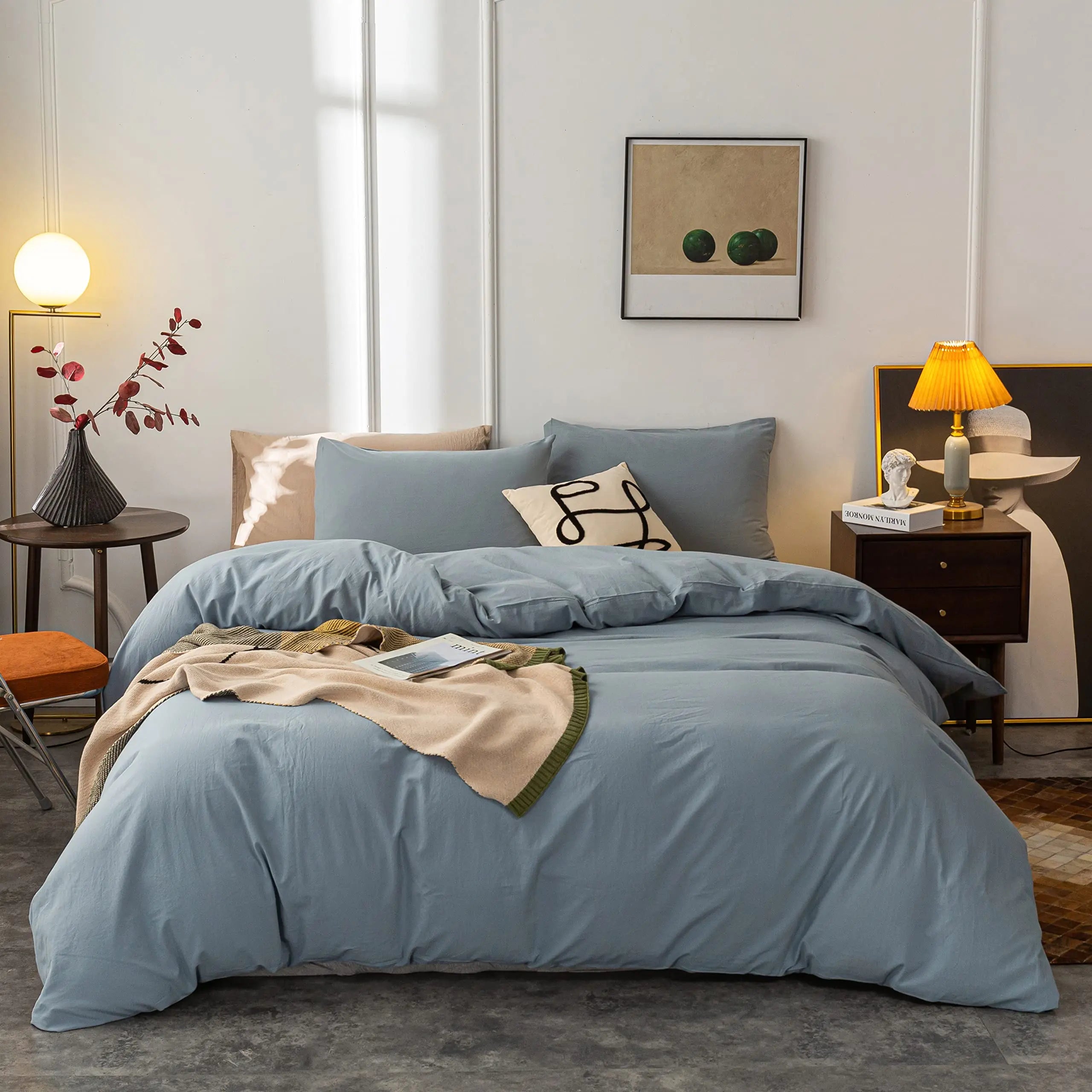 Duvet Cover Set | Zipper Closure & Corner Ties | Double-Brushed Microfiber | Year-Round Comfort