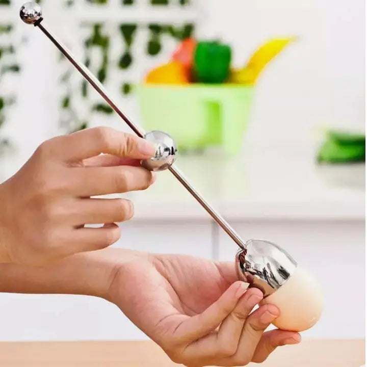 Egg Opener Tool | Precision Gravity Crack | Stainless Steel & 2-Piece Set | Dishwasher Safe