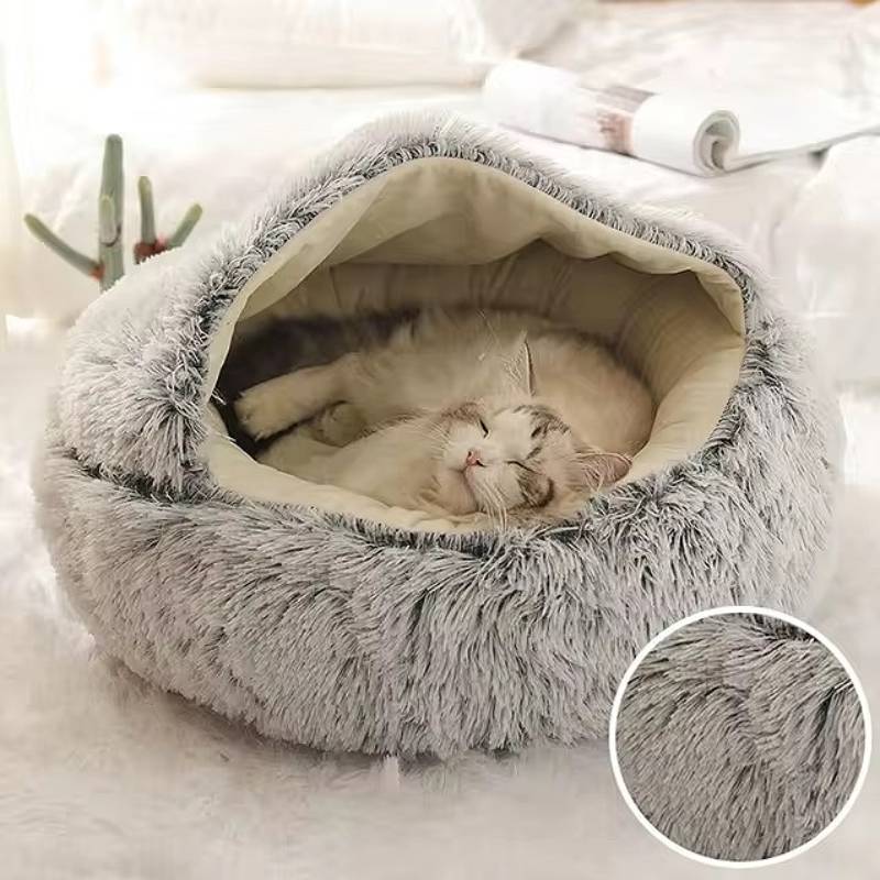 Enclosed Pet Bed for Cats & Small Dogs | Cave-Shaped Design | Machine Washable | Comfort