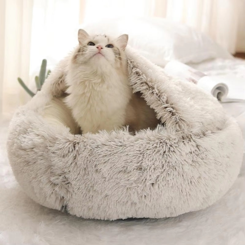 Enclosed Pet Bed for Cats & Small Dogs | Cave-Shaped Design | Machine Washable | Comfort