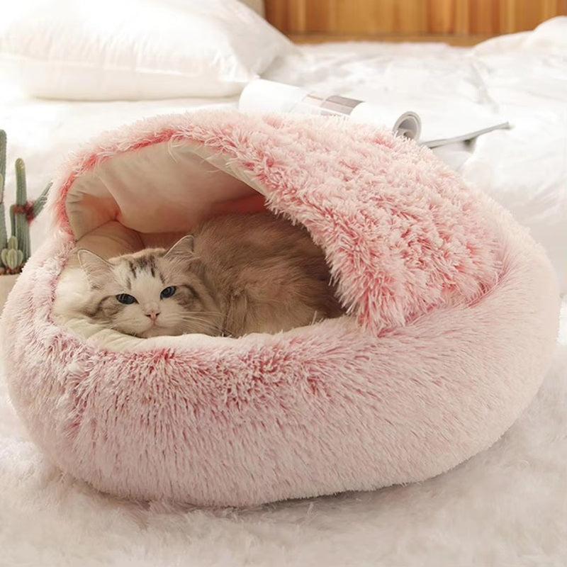 Enclosed Pet Bed for Cats & Small Dogs | Cave-Shaped Design | Machine Washable | Comfort