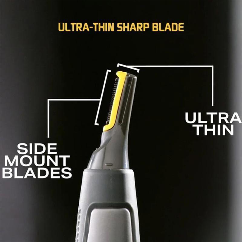 Facial Trimmer | Ultra-Thin Angled Blade | Stainless Steel & Titanium | Cordless LED Light