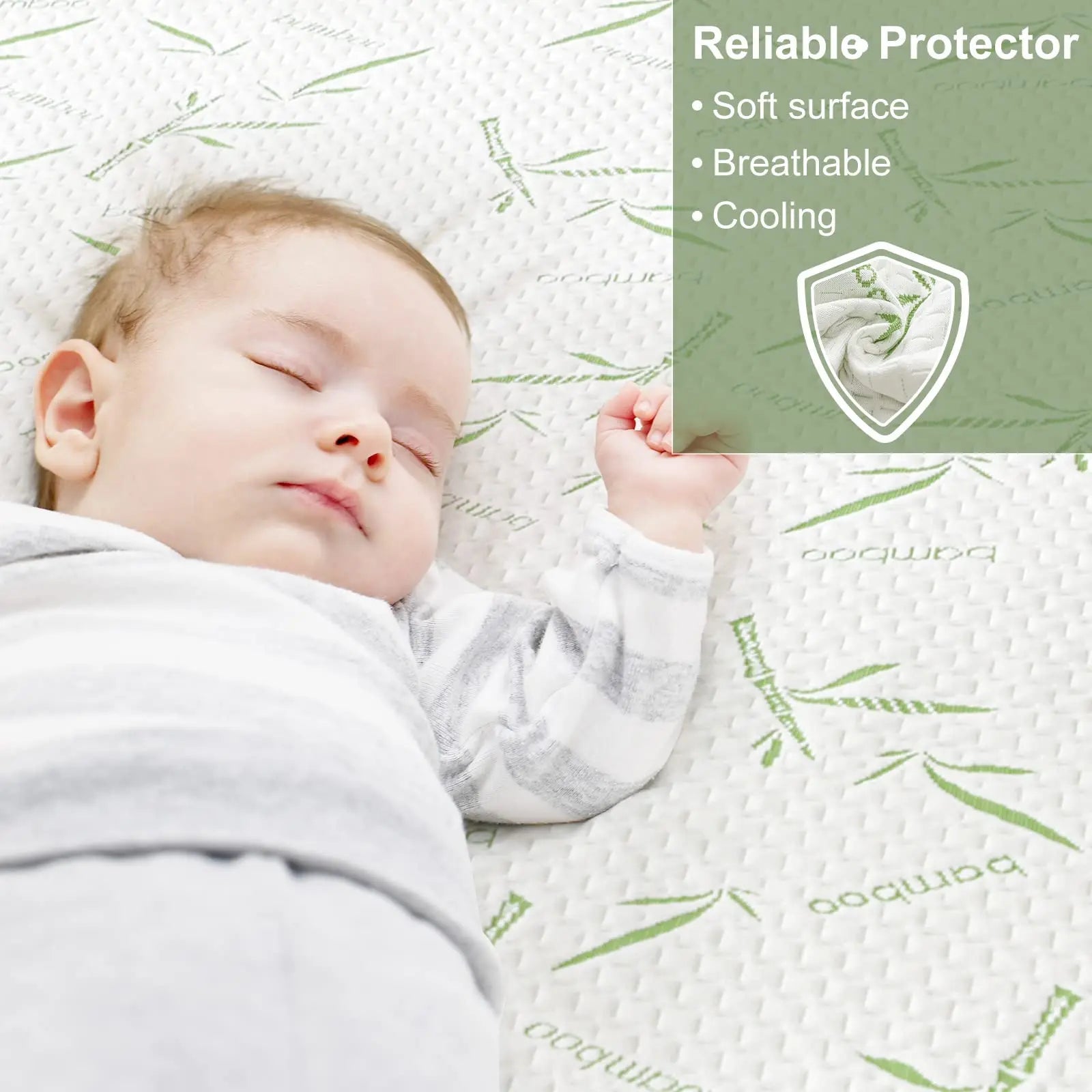 Fitted Sheet | Cooling Bamboo Fiber | Waterproof Backing & Deep-Pocket Fit | For Hot Sleepers