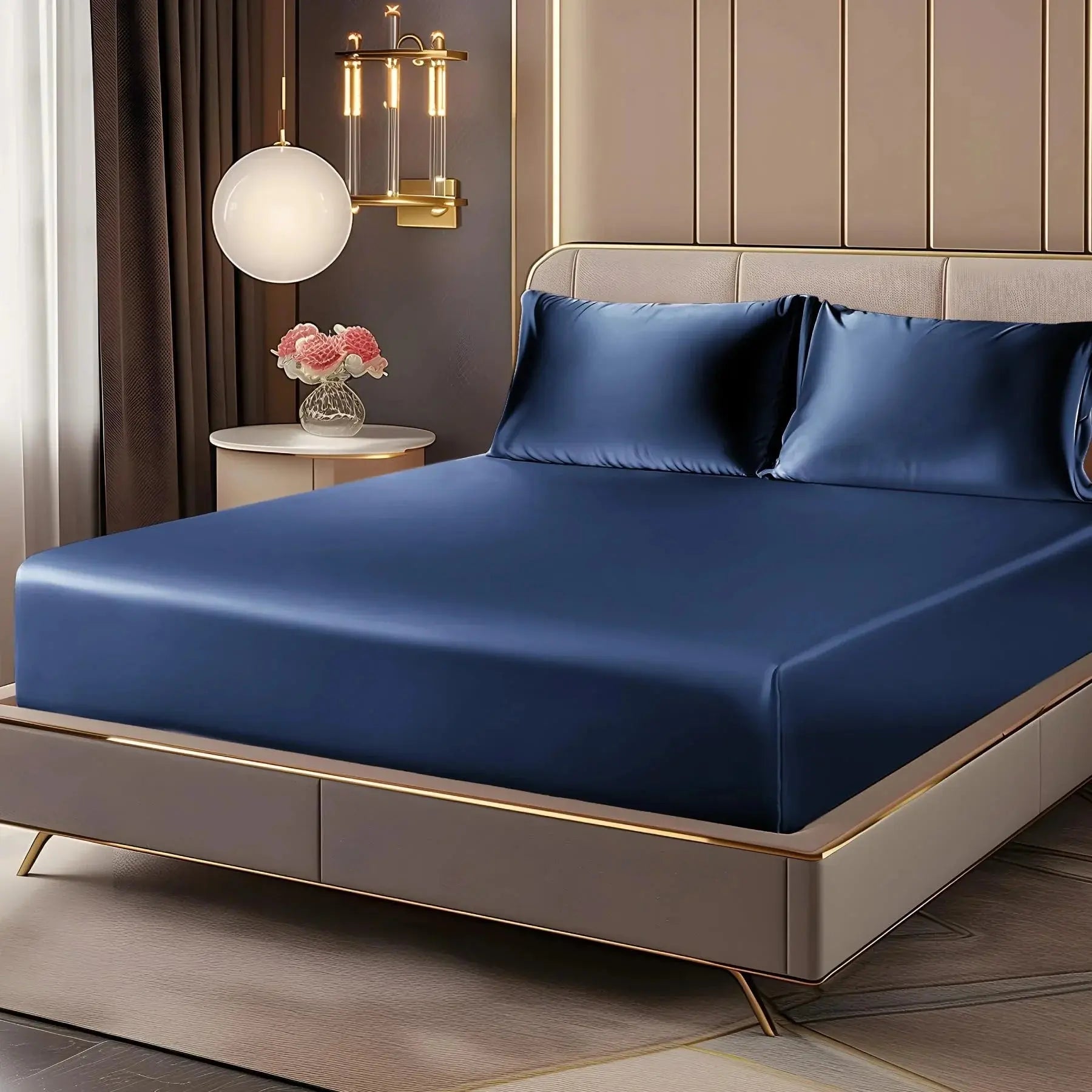 Fitted Sheet Set | Luxurious Satin Finish | 35 cm Deep Pocket | Queen & King