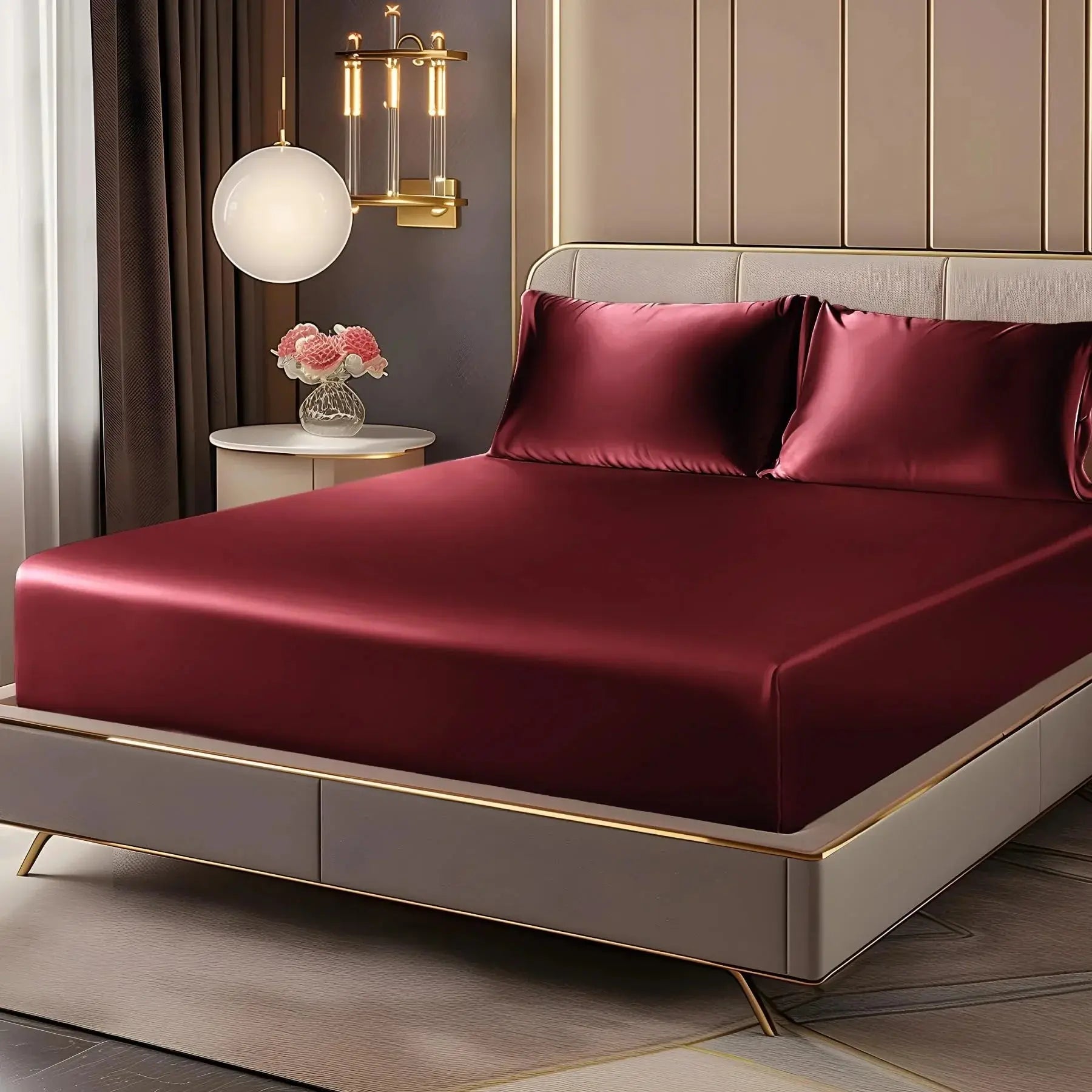 Fitted Sheet Set | Luxurious Satin Finish | 35 cm Deep Pocket | Queen & King