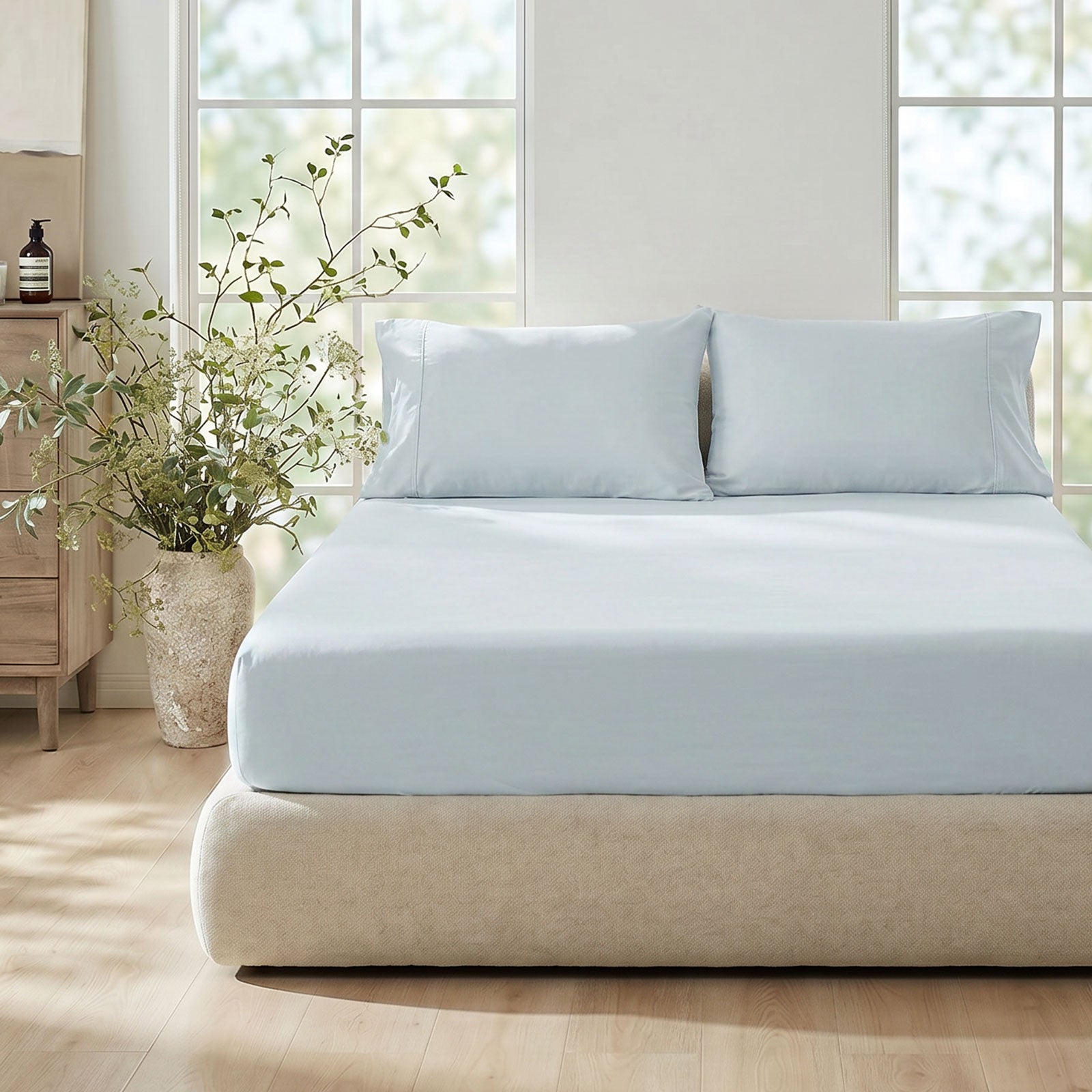 Fitted Sheet Set for Hot Sleepers | Japanese Cooling Fabric | 15 in Deep Pockets, 2 Pillowcases