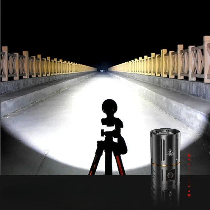 Flashlight | High-Intensity LED Beam & Zoom | Rechargeable with Power Bank | Waterproof Body