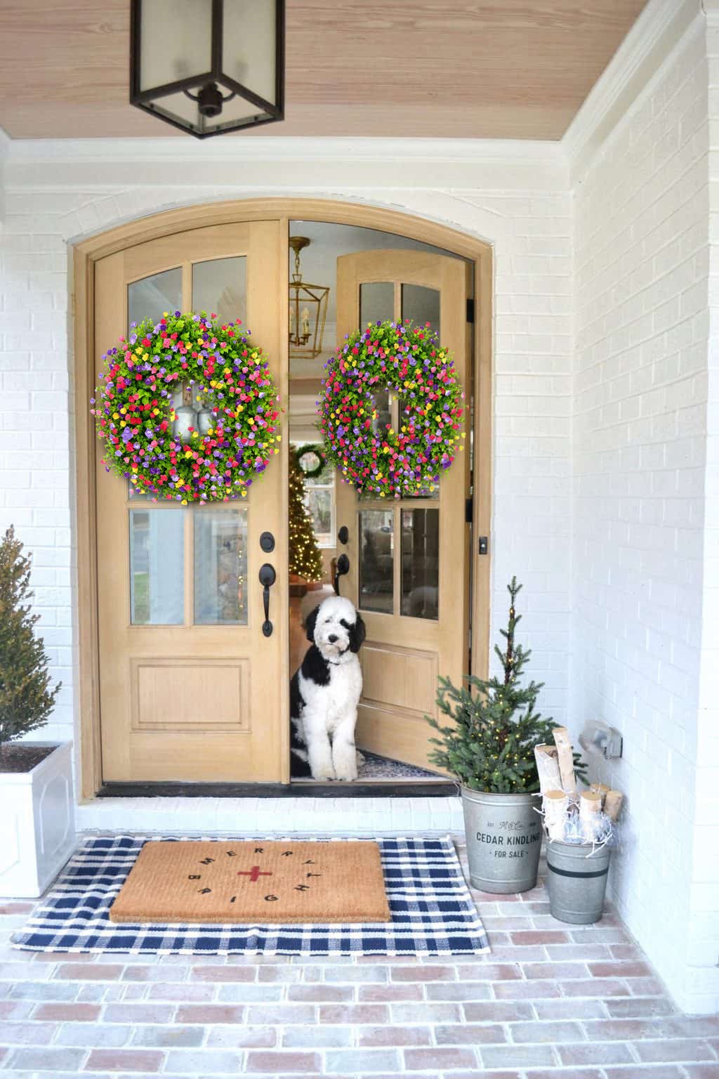 Front Door Wreath | Handmade Grapevine | Silk Buttercups & Lifelike Eucalyptus | Seasonal Decor
