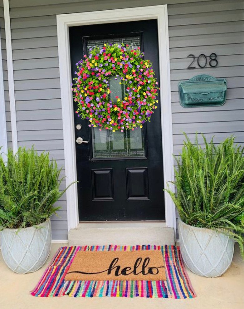 Front Door Wreath | Handmade Grapevine | Silk Buttercups & Lifelike Eucalyptus | Seasonal Decor