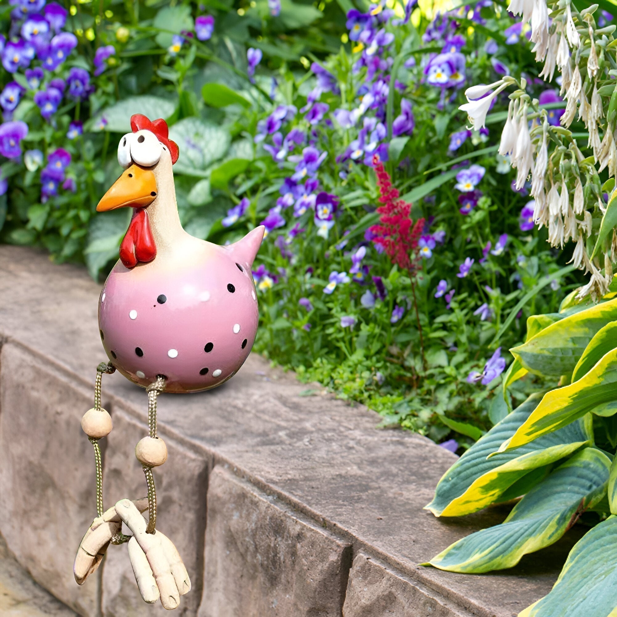 Garden Chicken Statue | Whimsical Big-Eyed Design | Weatherproof Resin | Durable Outdoor Decor