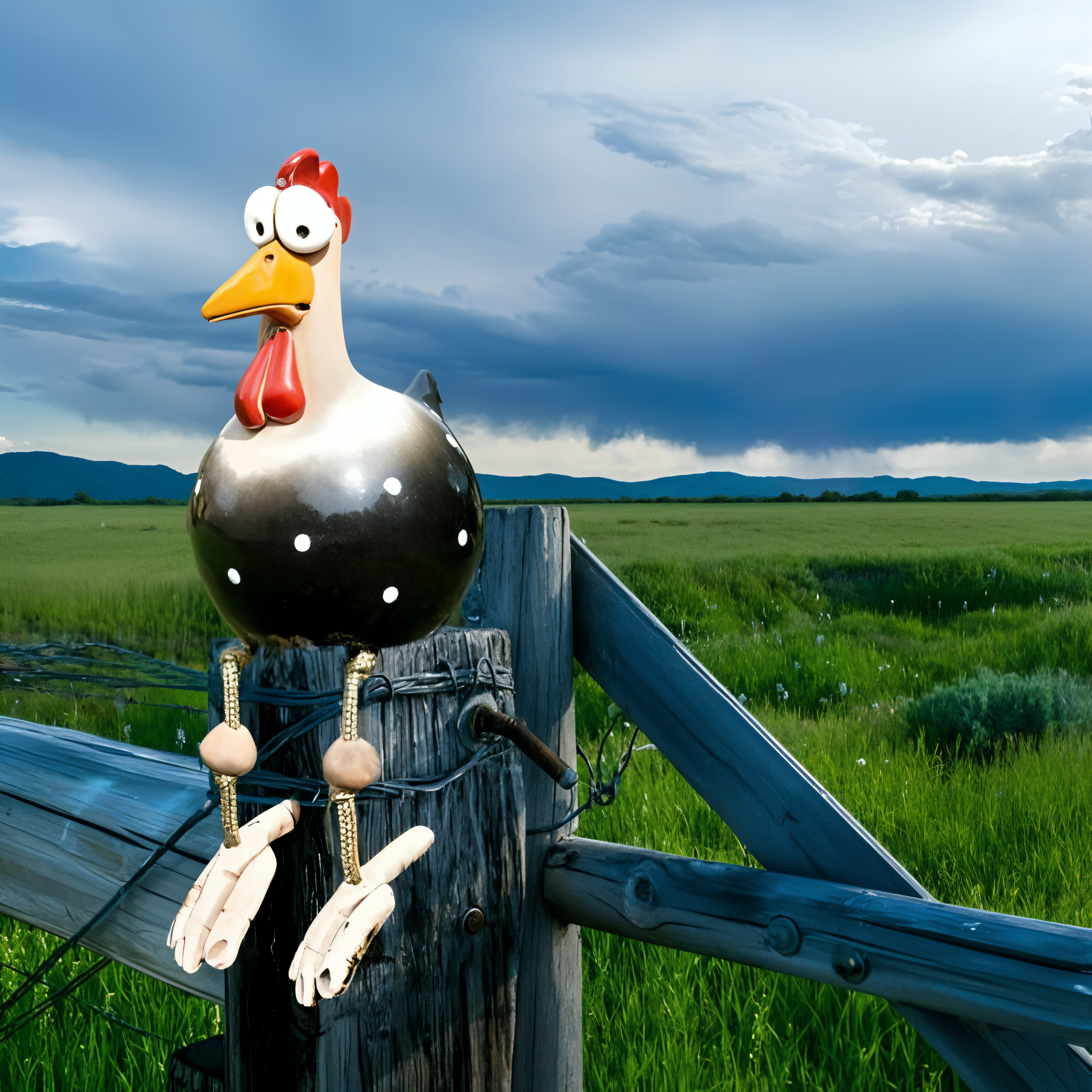 Garden Chicken Statue | Whimsical Big-Eyed Design | Weatherproof Resin | Durable Outdoor Decor