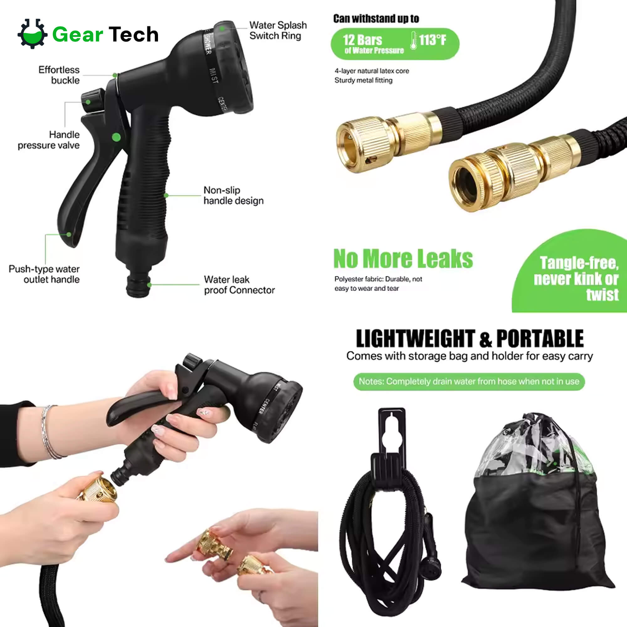 Garden Hose | Expandable 30m | Versatile Spray Nozzle & Leak-Proof Connectors
