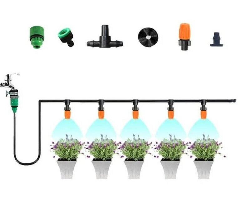Garden Sprinkler Kit | Mist & Spray Modes | Adjustable Nozzles & 5–20m Hose | Water-Saving Design