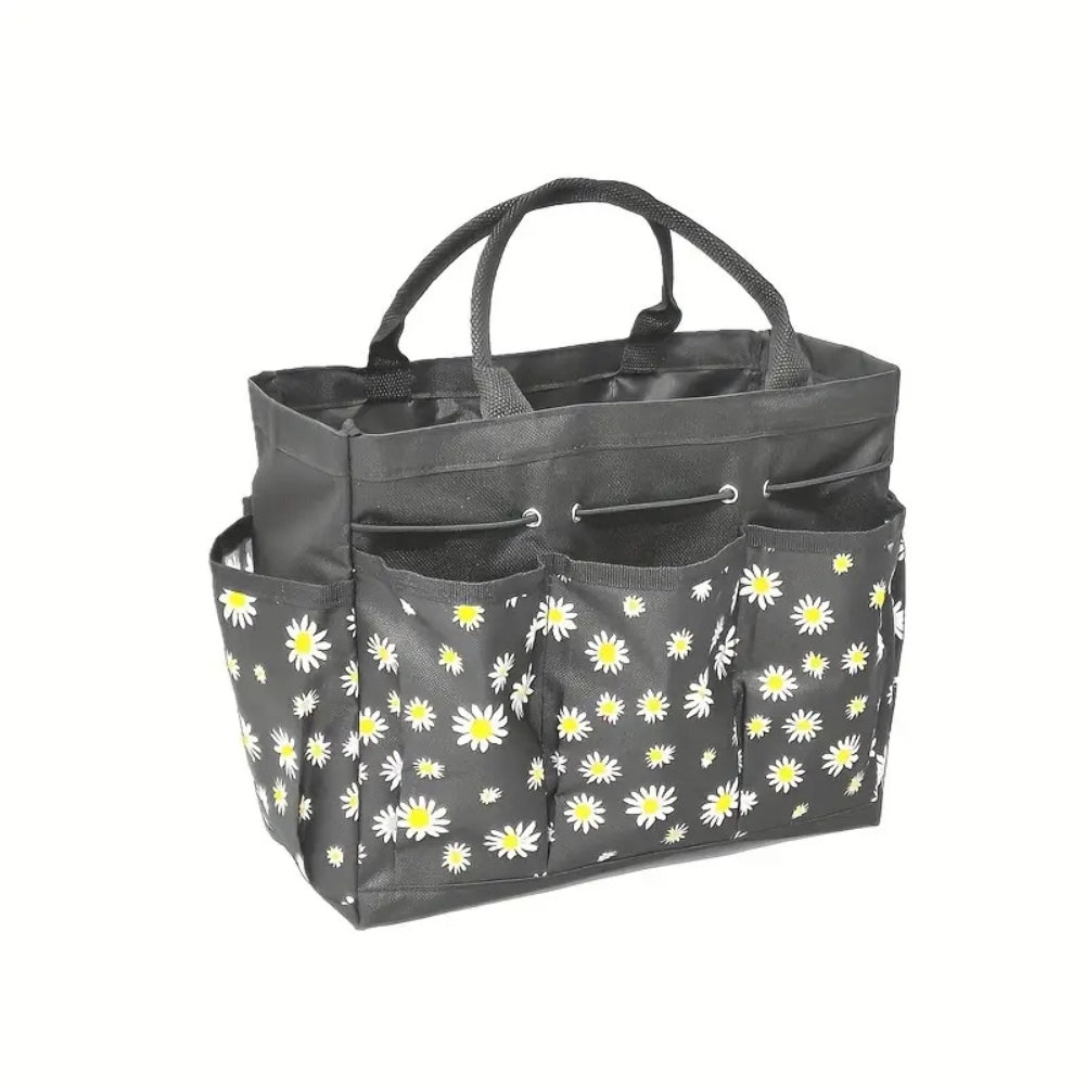 Garden Tool Organizer Bag | Floral Oxford Cloth | Multiple Pockets & Comfortable Carry Handles