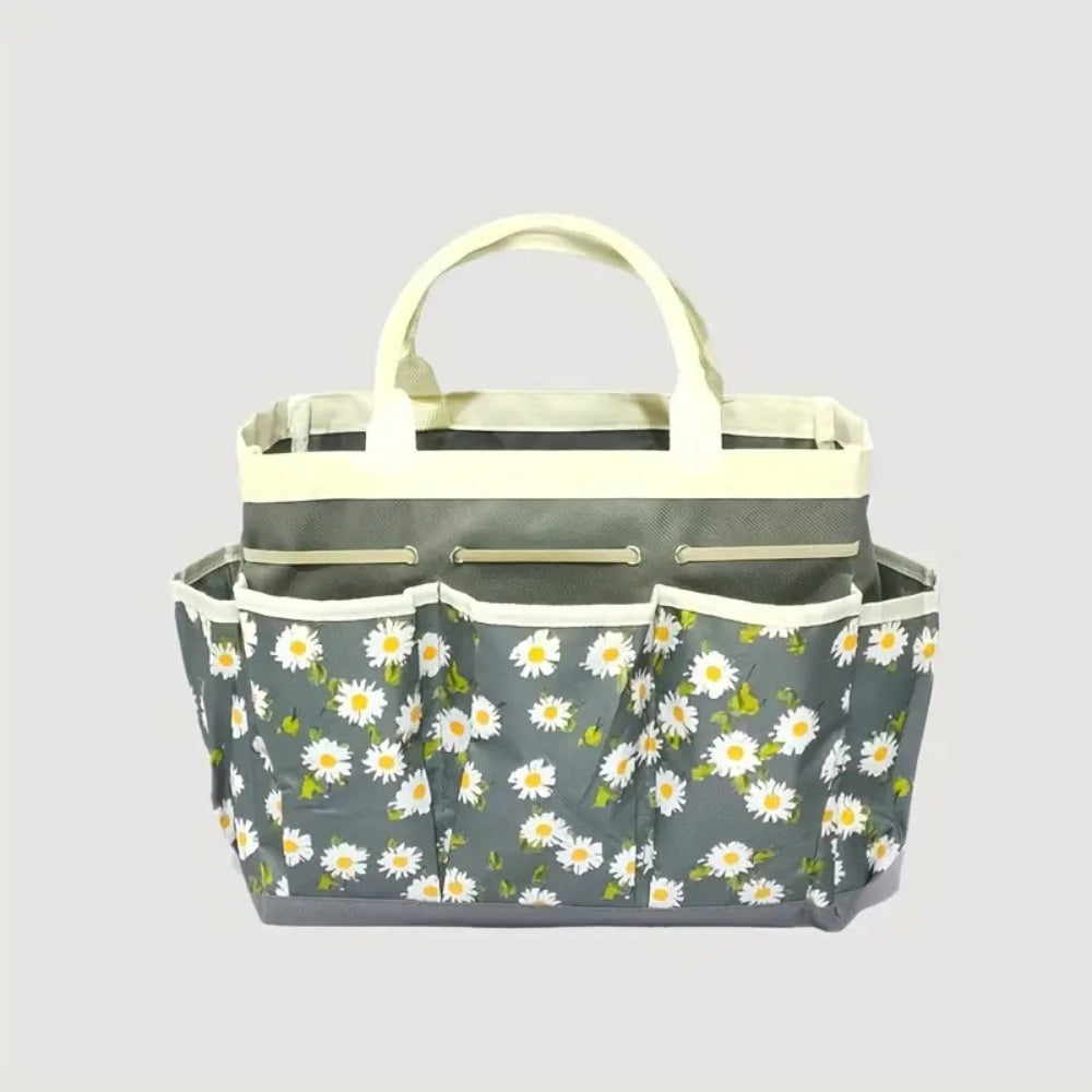 Garden Tool Organizer Bag | Floral Oxford Cloth | Multiple Pockets & Comfortable Carry Handles