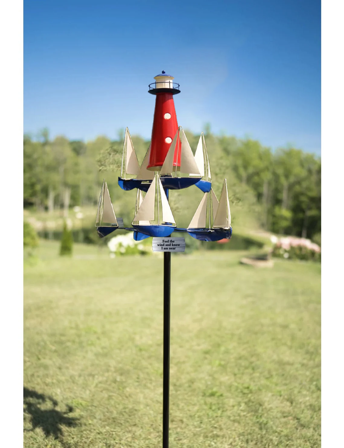 Garden Wind Sculpture | Nautical Kinetic Art Design | Metal Construction & 100 cm Height