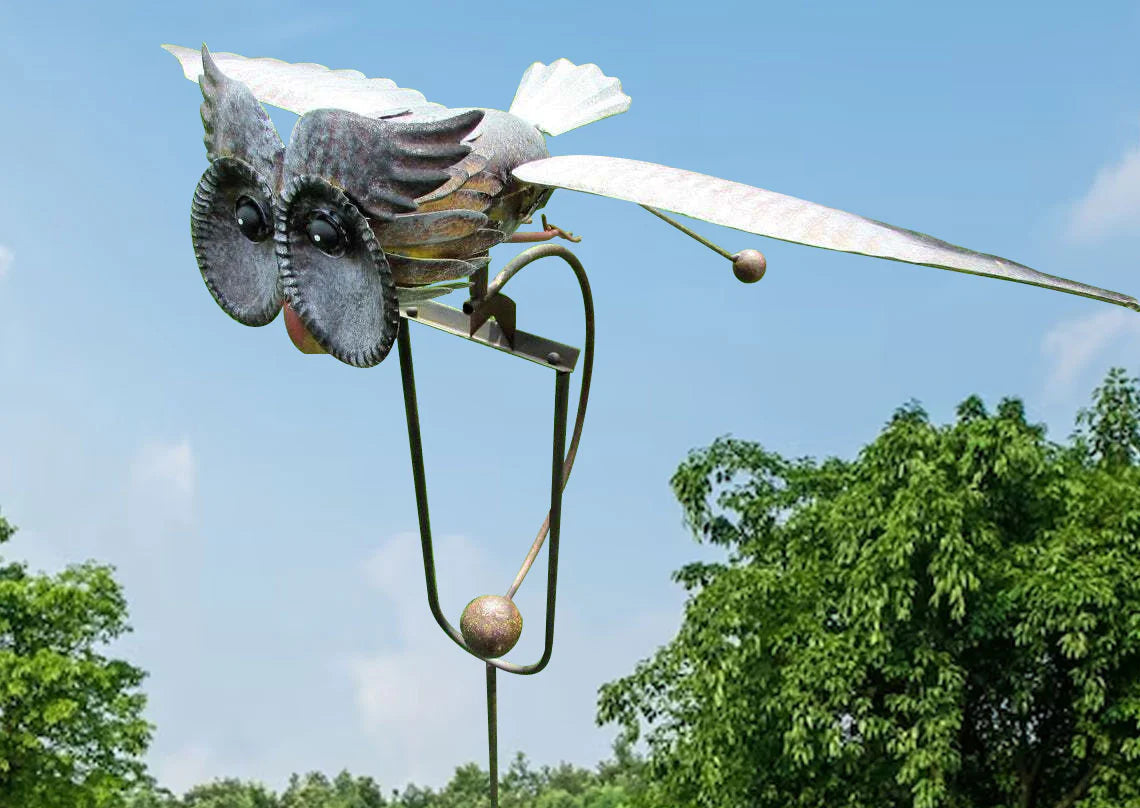 Garden Wind Spinner | Kinetic Sculpture | Powder-Coated Metal with Ground Stake