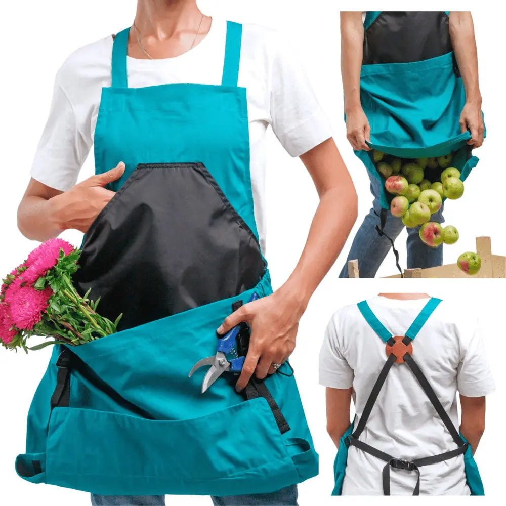 Gardening Apron | Crossback Straps & Quick-Release Pocket | Oxford Fabric & Water-Resistant Chest