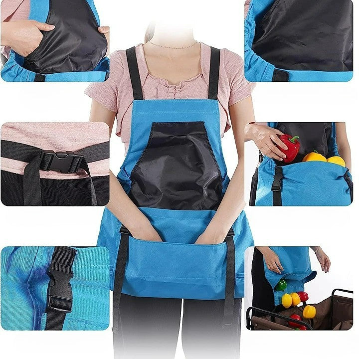 Gardening Apron | Waterproof Oxford Fabric | Chest & Kangaroo Pockets | Adjustable Cross-Back Fit