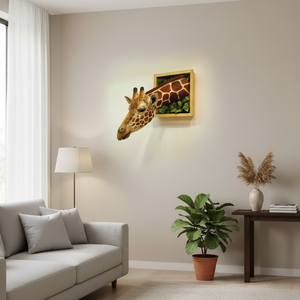 Giraffe Head Wall Art | Lifelike 3D Sculpture | Wall Hanging & Easy Install | Unique Home Accent