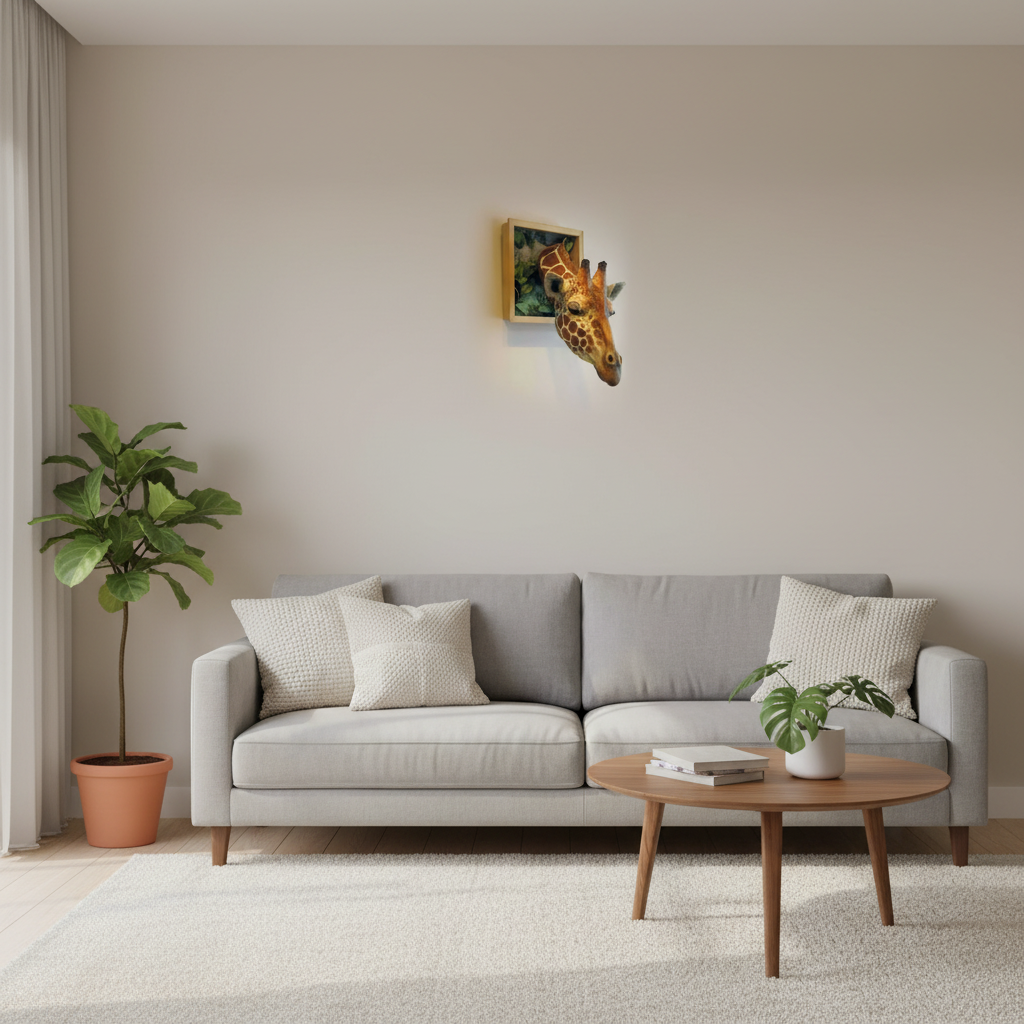 Giraffe Head Wall Art | Lifelike 3D Sculpture | Wall Hanging & Easy Install | Unique Home Accent