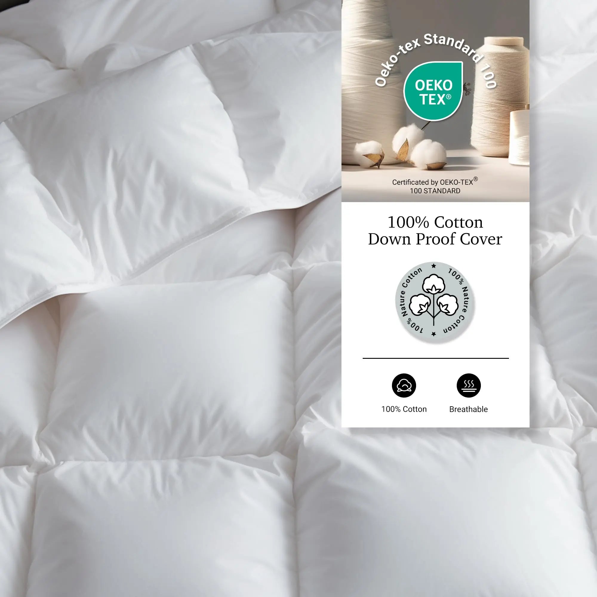 Goose Down Comforter | Breathable Quilted Design | 95% Down Fill | All-Season Comfort