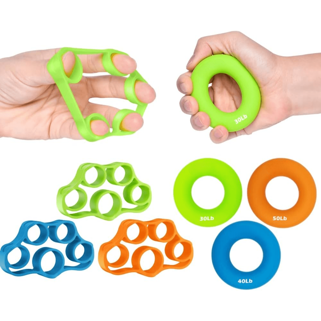 Hand Strengthener Set for Rehab & Training | Adjustable Resistance Grips | 6-Piece Set | Portable