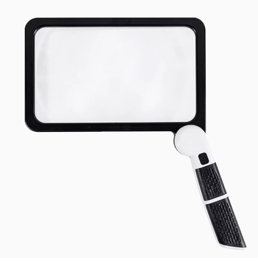 Handheld Reading Magnifier | 5x Magnification | LED Lighting & Foldable Anti-Slip Handle