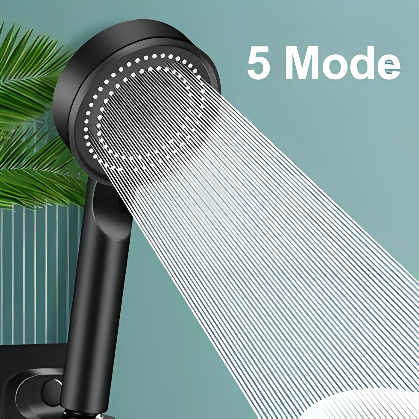 Handheld Shower Head | High-Pressure 5 Spray Modes | Water Stop Button & Built-In Filter