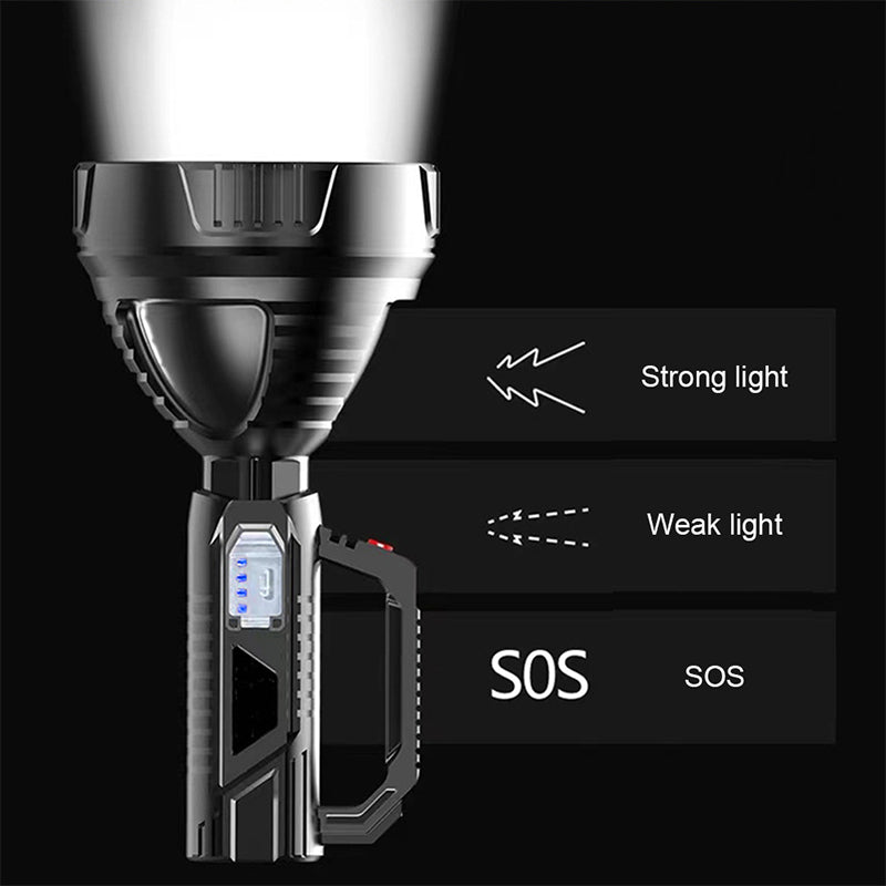 Handheld Spotlight Flashlight | Super Bright & Long-Range | USB Rechargeable with Power Bank