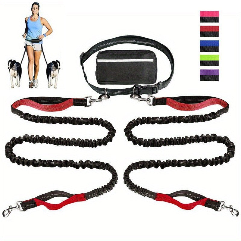 Hands-Free Dog Leash | Shock-Absorbing Bungee | Adjustable Hip Belt with Pockets | Comfortable Fit