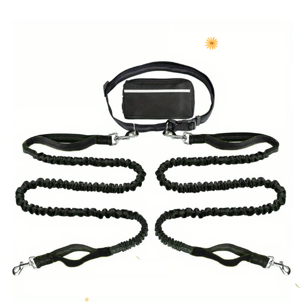 Hands-Free Dog Leash | Shock-Absorbing Bungee | Adjustable Hip Belt with Pockets | Comfortable Fit