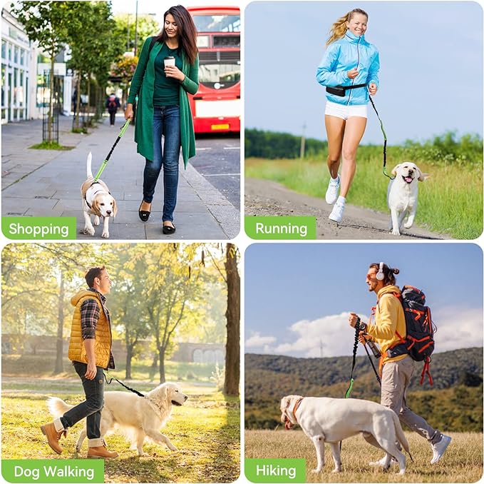 Hands-Free Dog Leash | Shock-Absorbing Bungee | Adjustable Hip Belt with Pockets | Comfortable Fit