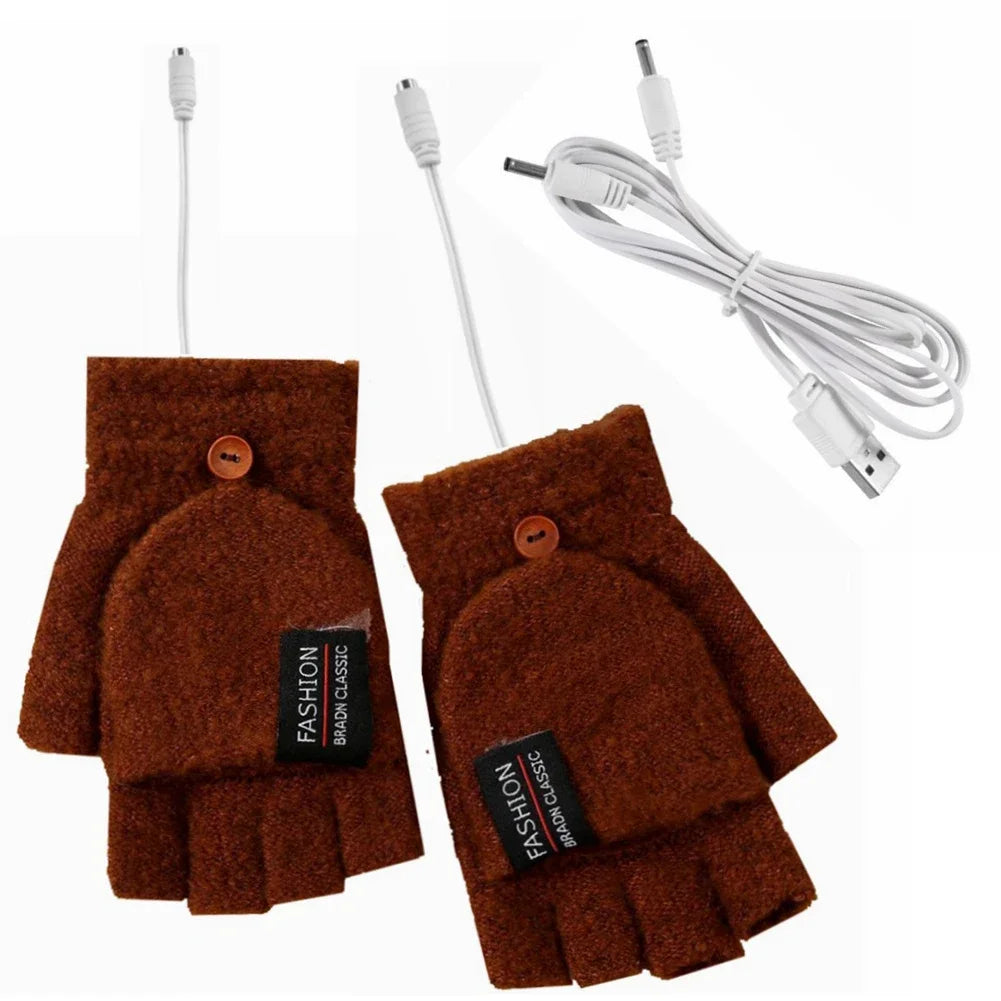 Heated Gloves (Unisex) | USB Rechargeable | Knitted Fabric & 3 Heat Levels | Cold-Weather Comfort