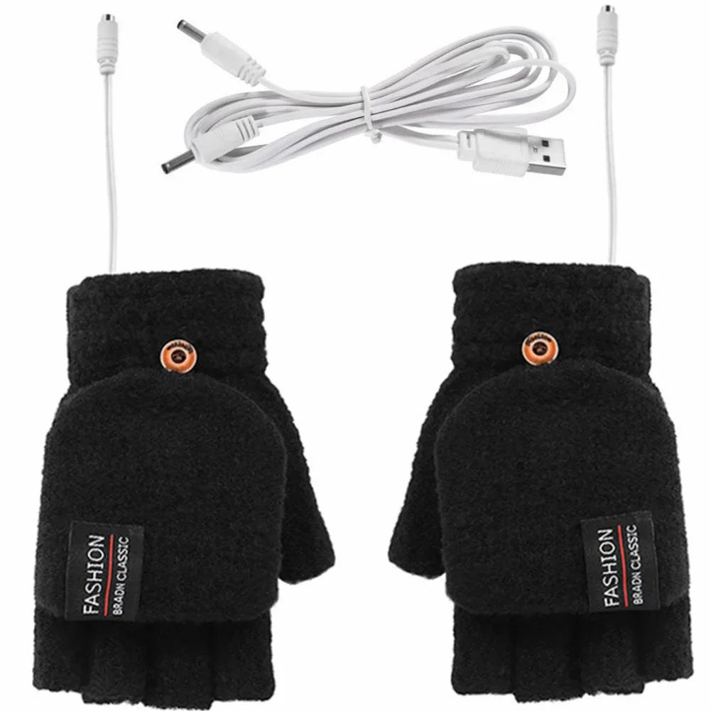 Heated Gloves (Unisex) | USB Rechargeable | Knitted Fabric & 3 Heat Levels | Cold-Weather Comfort