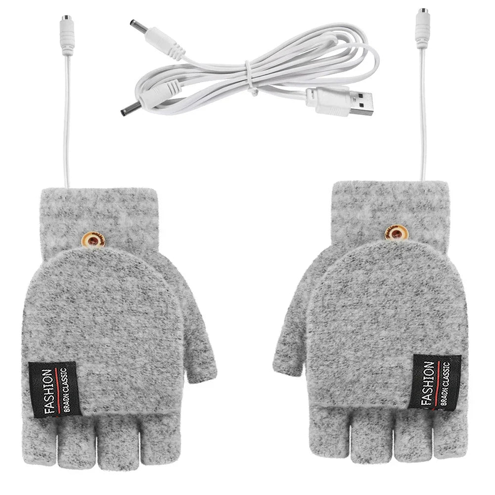 Heated Gloves (Unisex) | USB Rechargeable | Knitted Fabric & 3 Heat Levels | Cold-Weather Comfort