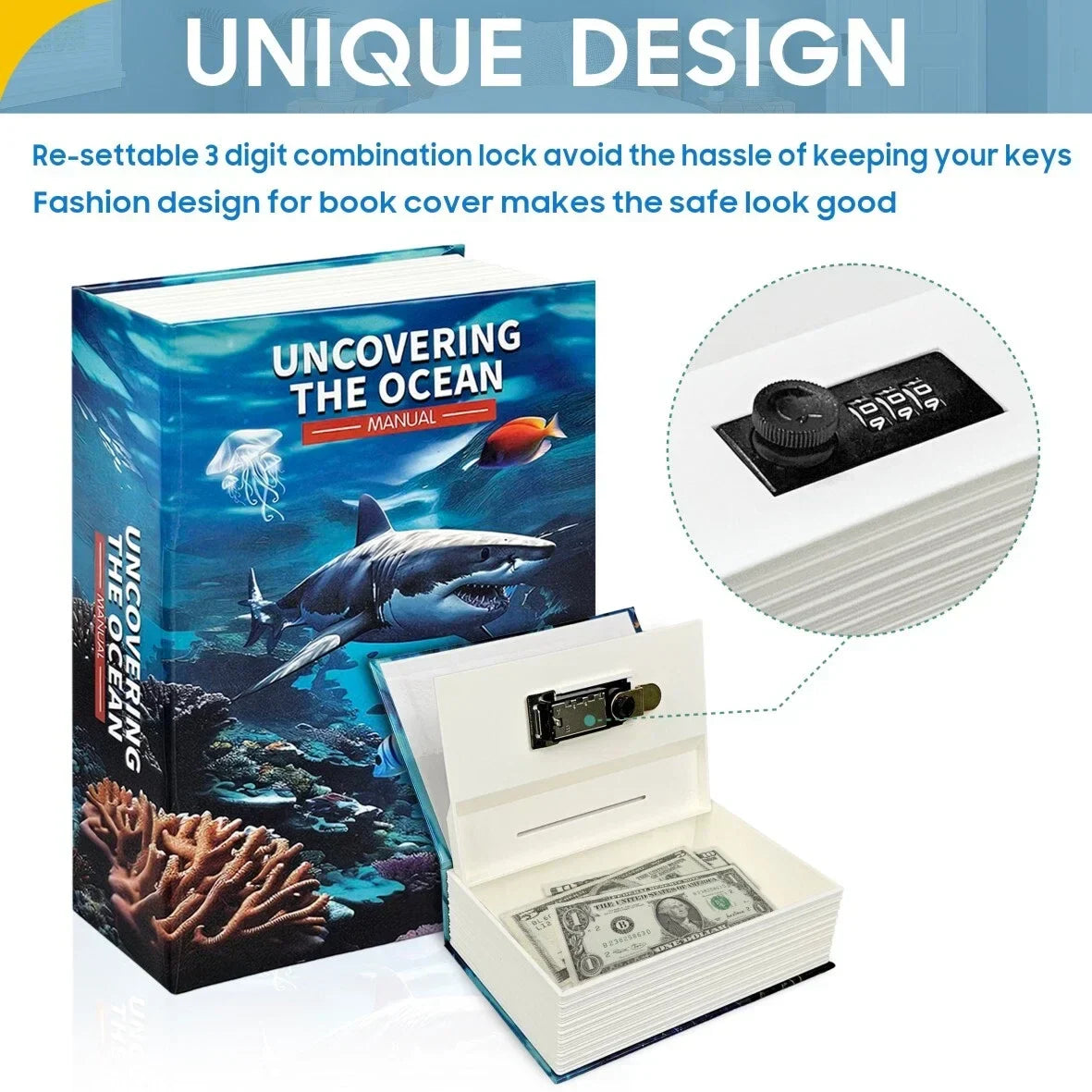 Hidden Book Safe | Locking Diversion Vault | Metal Construction & Includes 2 Keys | Travel Size