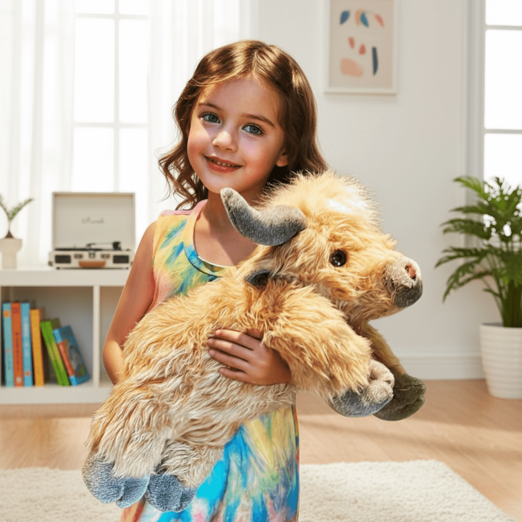 Highland Cow Plush Toy | Super-Soft Huggable | Soft Fabric & Cotton Fill | Gift for All Ages