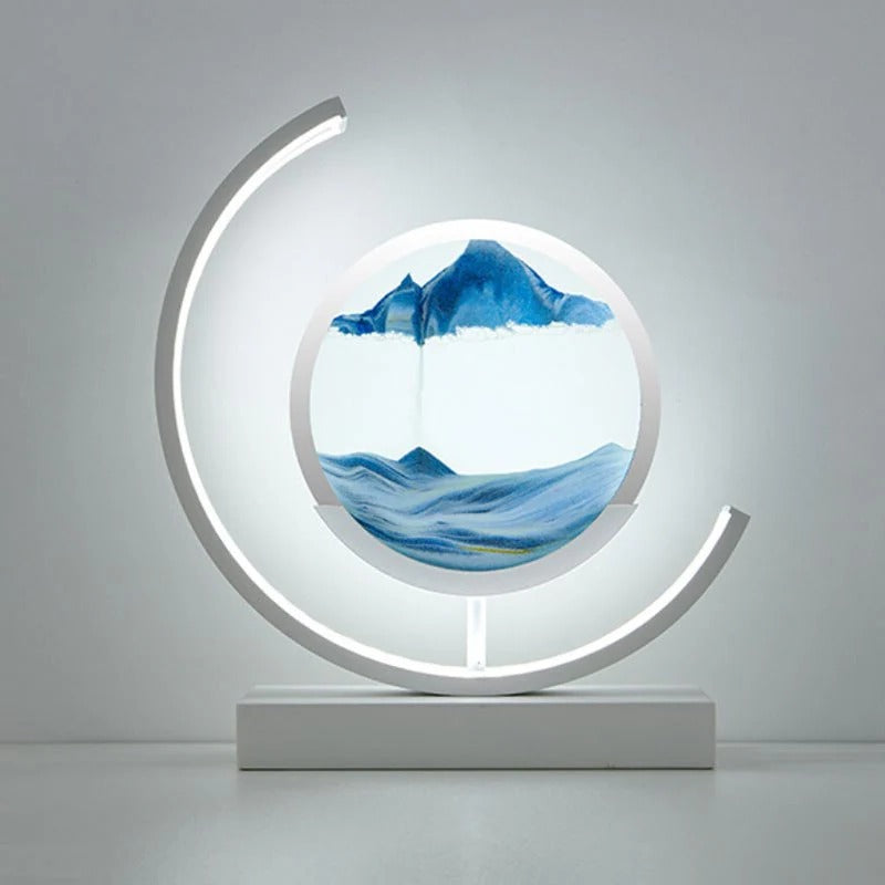 Hourglass Table Lamp | Dynamic Sand Art LED | Iron Base & Acrylic Shade | Relaxing Ambiance