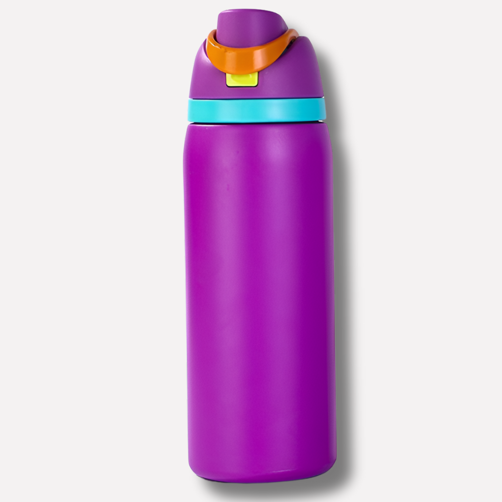 Insulated Water Bottle | Built-In Straw | Stainless Steel & Leak-Proof Lid