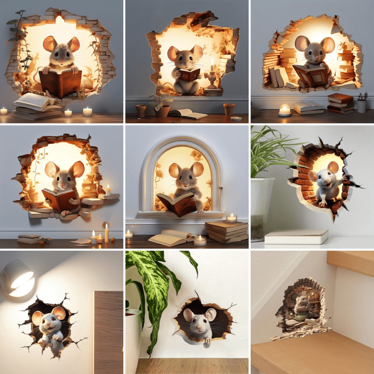 Kids' 3D Cartoon Wall Sticker | Adorable Mouse Design | Peel-and-Stick, Removable