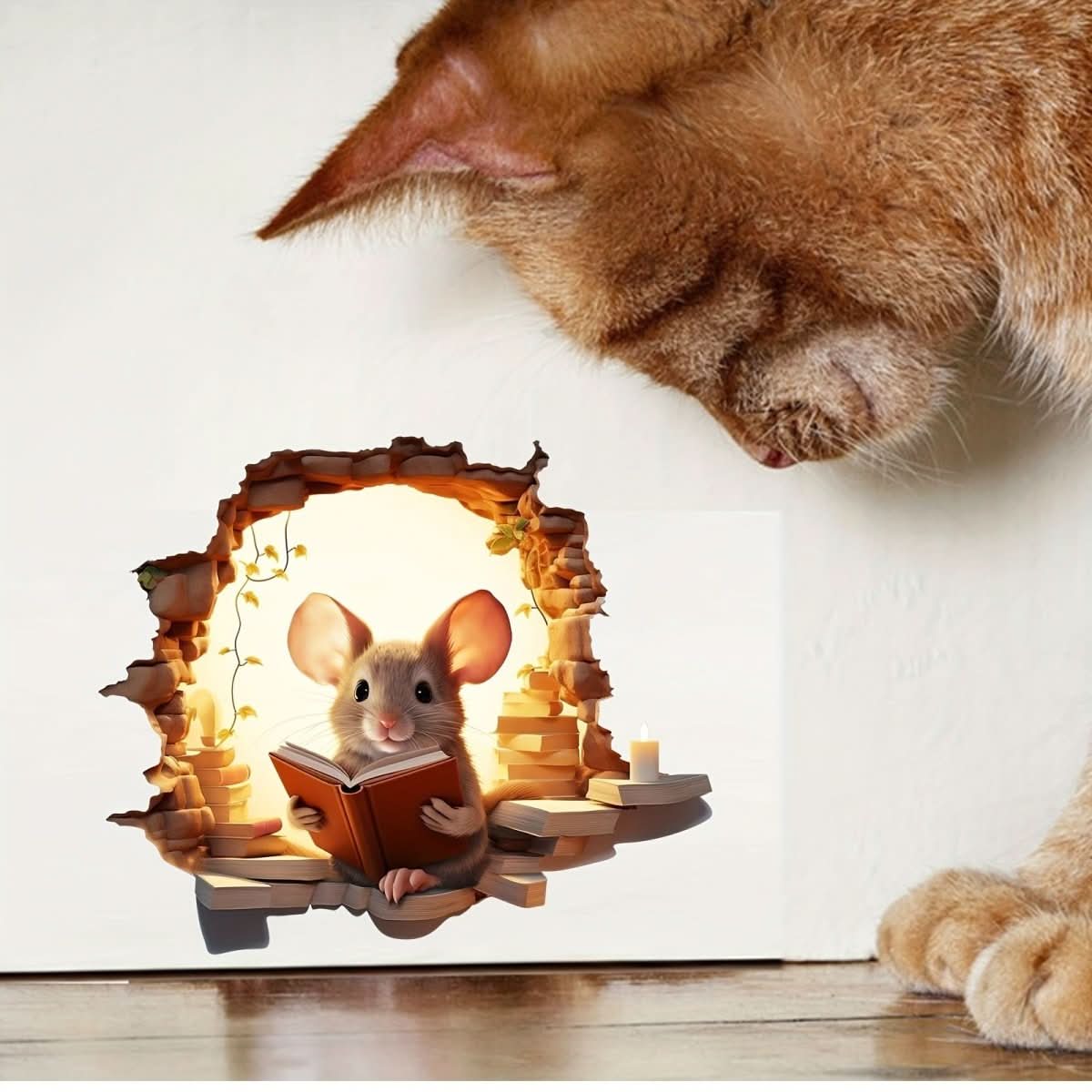 Kids' 3D Cartoon Wall Sticker | Adorable Mouse Design | Peel-and-Stick, Removable