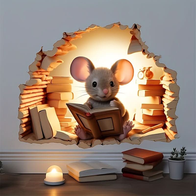Kids' 3D Cartoon Wall Sticker | Adorable Mouse Design | Peel-and-Stick, Removable