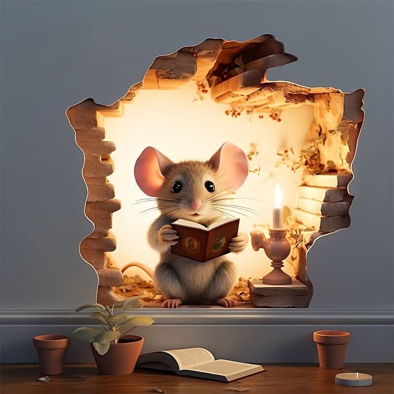 Kids' 3D Cartoon Wall Sticker | Adorable Mouse Design | Peel-and-Stick, Removable