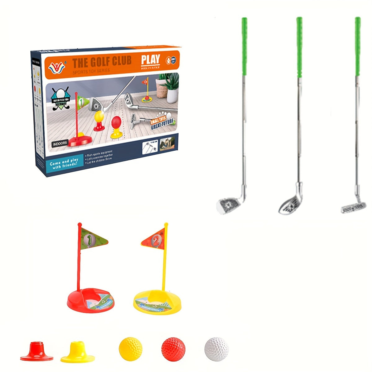 Kids Golf Set (Ages 3-8) | Adjustable Telescopic Clubs | Includes Targets & Tees
